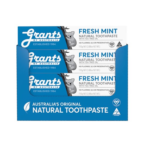 12 Tubes Grants Natural Toothpaste Fresh Mint with Tea Tree Oil 110g - Picture 2 of 2