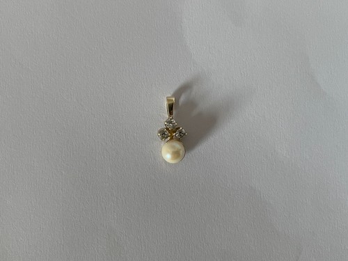 1985 Pearl Pendant 9ct Gold Cultured Pearl & Clear Stone Vintage Gold Pendant - 第 15/19 張圖片