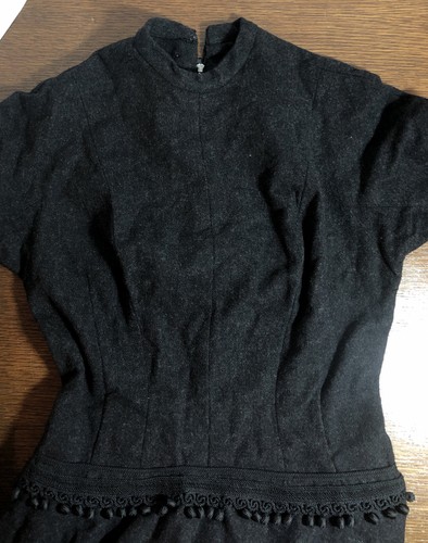 Vintage Wool Blend Handmade Dress Lined Black Heather - Picture 16 of 16