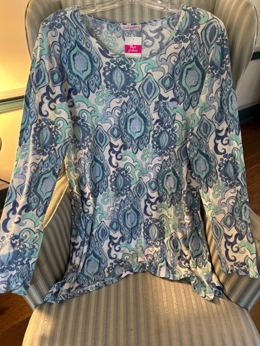 NWT FRESH PRODUCE L/S "LA JOLLA"DESIGN VINTAGE DRAPE TEE..(XL) FLATTERING STYLE - Picture 3 of 3