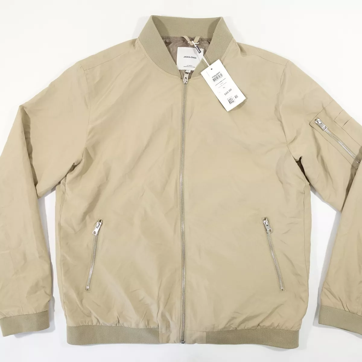 JACK JONES BEIGE KHAKI XL JERUSH BOMBER NOOS JACKET MENS NWT NEW