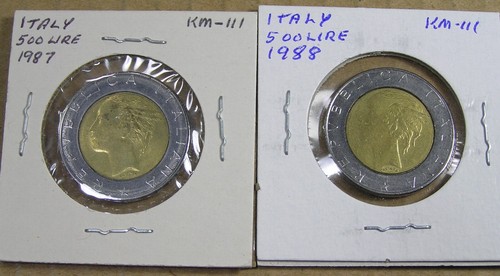 Italy Lot of 12 Diff Dates 500 Lire & 1000 Lire Bi-Metallic Coins, 1982 to 1998 - Picture 6 of 12