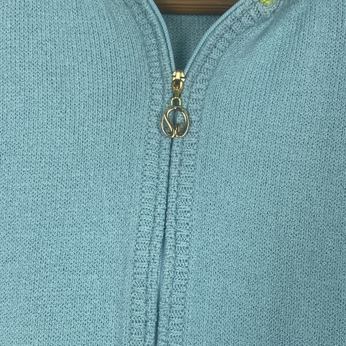 St. John Sport Marie grau XL Full Zip Hoodie Pullover aquagrün gestreift - Bild 6 von 15