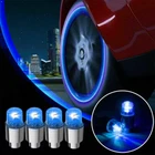 4x Car Tire Air Valve Stem Blue LED Light Caps Cover Auto Exterior Accessories