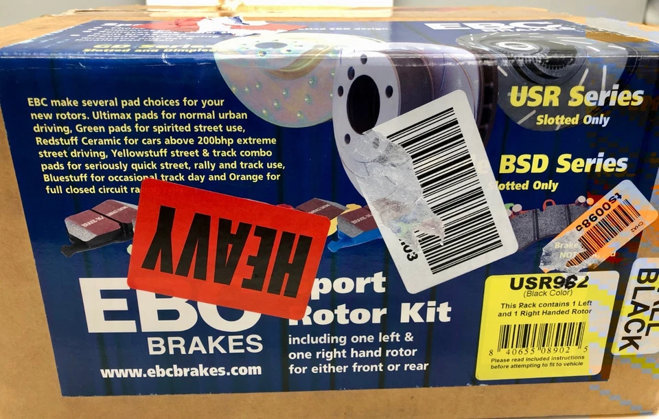 S60 EBC Brake USR962 Black Slotted Rotors USR 1999-2005 Volvo S80 front or rear - Image 3 of 4