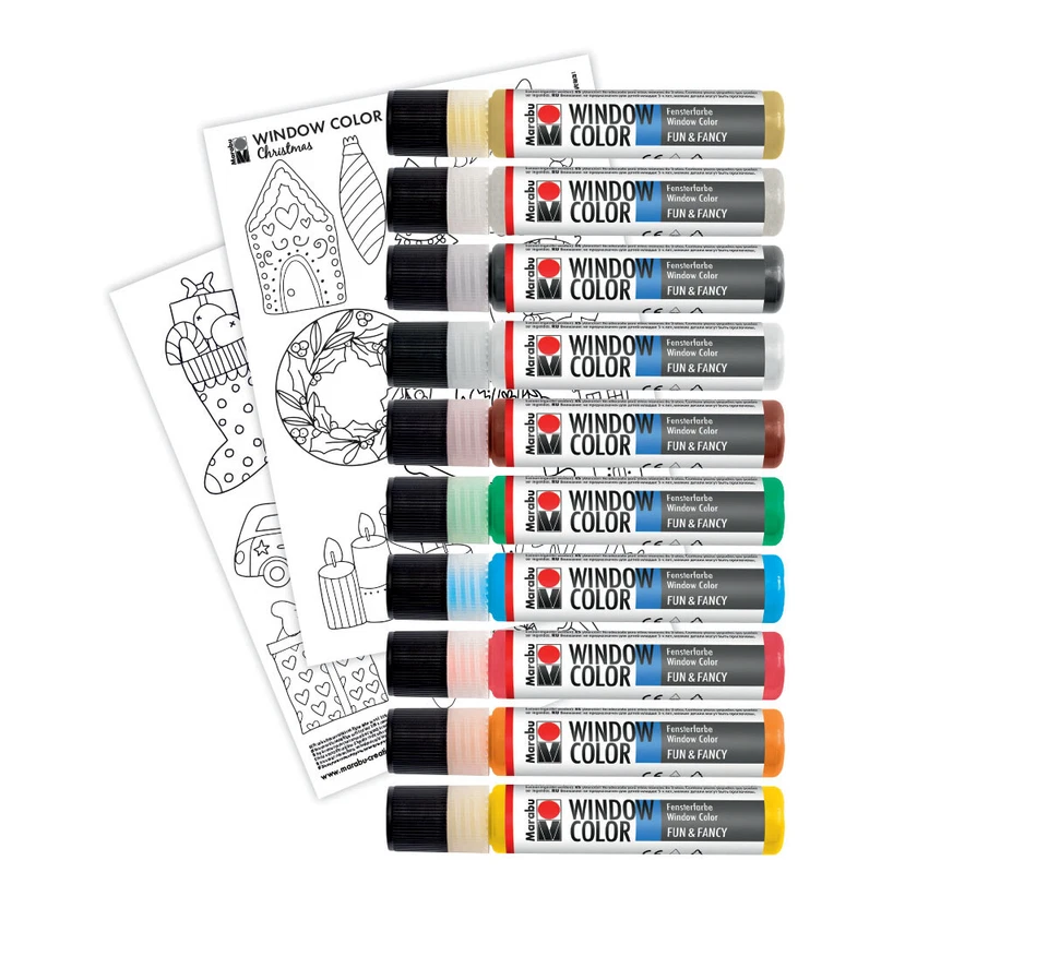 Marabu Window Color Set Xmas Fenster Mal Vorlage 10x Farben je 25ml Weihnachten - Bild 2 von 4