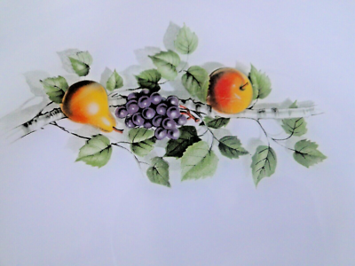 Ravier / Plat Vintage Arcopal - Décor Pomme, Poire, Raisin - Verre - Multicouleur