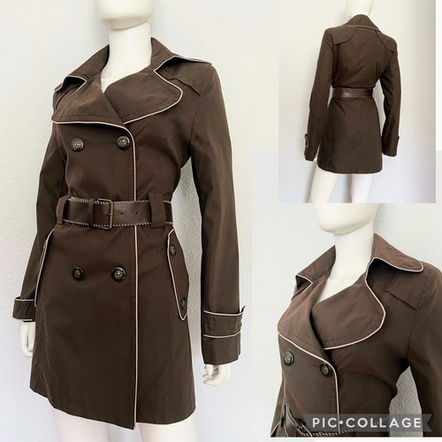 NEW WOMEN SHORT TRENCH COAT DOUBLE-BREASTED BUTTONED JACKET BELTED LINED RP$250