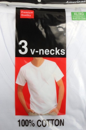 New 3-6 Pack Mens 100% Cotton Crew& V-Neck Tagless T-Shirt Undershirt White S-XL - Picture 4 of 5