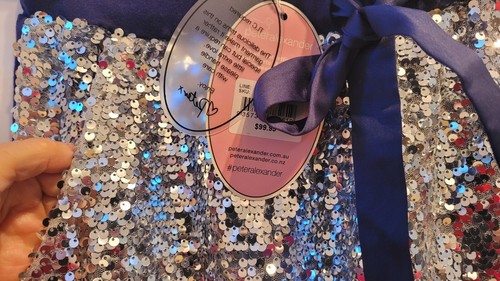 NWT- PETER ALEXANDER NAVY & SILVER SEQUIN PANTS RRP$99.95 S - Picture 11 of 13