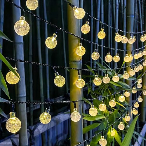 12/22M 1.8/2.3cm Solar Light Party Outdoor Retro Ball String Lights Patio Garden - Picture 12 of 16