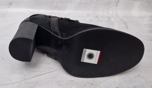 UGG Negro Gamuza Botines Dandridge (G) Correas Hebilla Tacón Alto Mujer Reino Unido 8 - Imagen 10 de 15