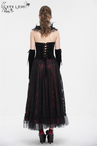 Eva Dama Mujeres Negro Y Rojo Gótico Victoriano Terciopelo Corsé Fiesta Juegos con disfraces Prendas para el torso - Imagen 12 de 21