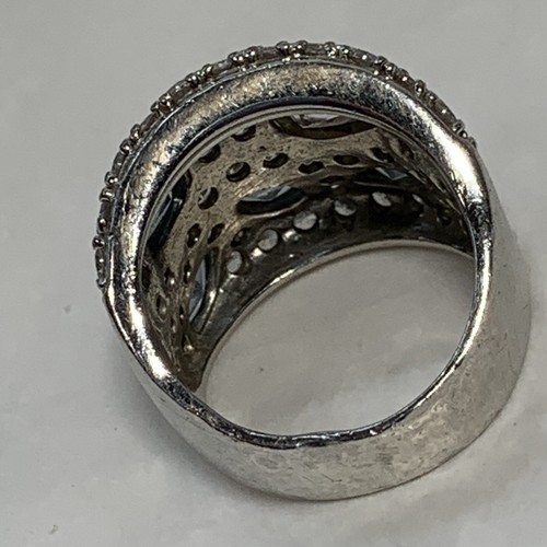 Ross Simons Sterling Silver 925 Crystl CZ Ring Pave Clear Blue Bezel Wide Sz 6.5 - Picture 5 of 14