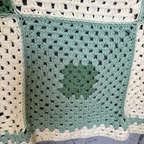 Handmade Afghan Crochet Blanket Large Granny Square Throw Crochet 60”X60” Green - Picture 8 of 13