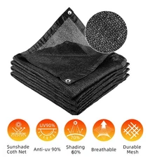 60% Sunblock Shade Cloth Sun Mesh UV Resistant Net Sunblock Plant Garden Black