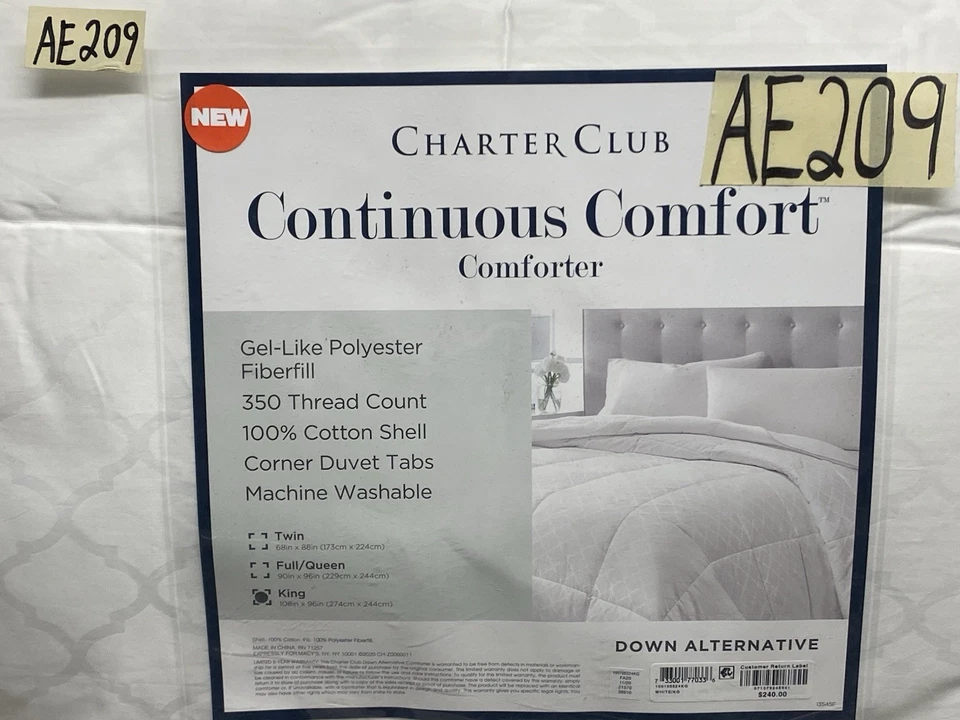 Charter Club Continuous Comfort Full / Queen Down Alternative Comforter White - Image 2 of 4