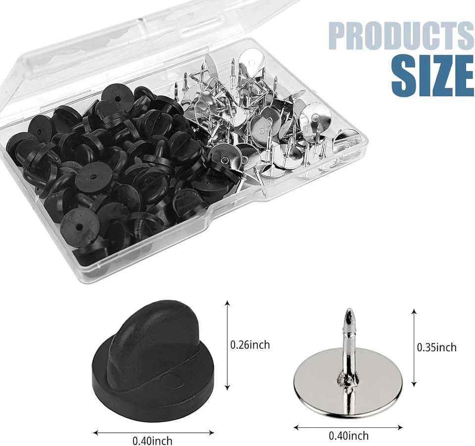 50 pares de pasadores y respaldos, tachuelas de bloqueo de respaldo, respaldos de pasadores de goma, pasadores de tachuelas de corbata Foto 2 de 4