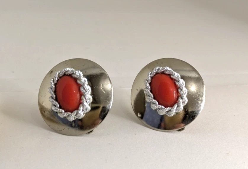 Orecchini Floreali Fatti A Mano Miniblings – Cabochon Rosso Con Ganci Placcati Argento – Gioielli Artigianali Da Berlino
