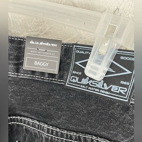 Neu mit Etikett Quicksilver Herrenjeans 29 x 32 Grunge Baggy schwarze Waschung Y2K Skate Surfen $ 89 - Bild 11 von 14
