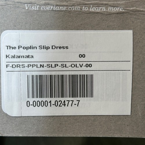 Vestido sin Mangas Everlane The Popelin Cuello en V Kalamata Verde Para Mujer 00 Nuevo con Etiquetas - Imagen 10 de 10