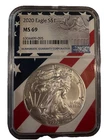 2020  $1 AMERICAN SILVER EAGLE NGC MS69 USA FLAG CORE HOLDER
