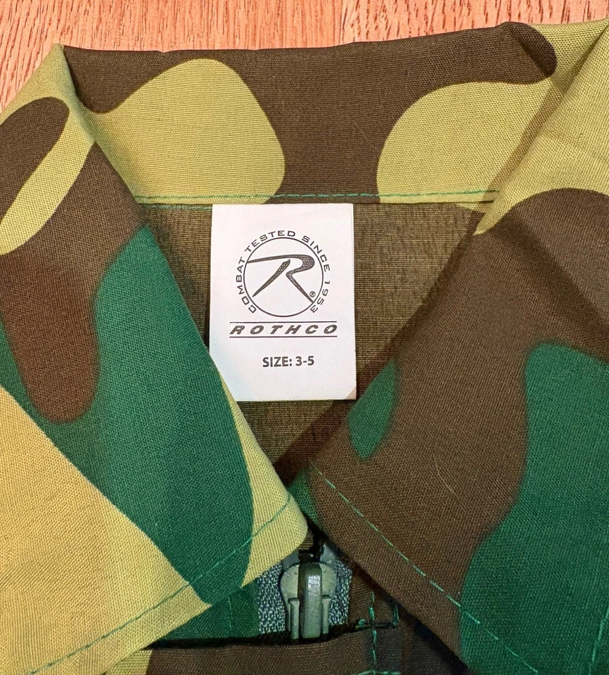 Rothco Woodland Camo Short Sleeve Shirt Boys 3-5 Full Zipper - Image 3 of 4