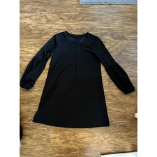 Black Long Balloon Sleeve Shift Dress, size S