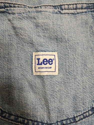 Giacca da lavoro vintage Lee manica corta lavoro donna etichetta XXL blu denim cappotto a scatto - Foto 6 di 12