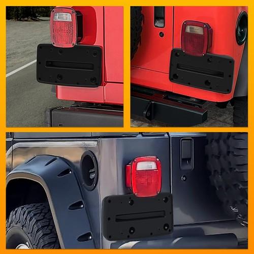 Rear License Plate Mounting Holder Black Fit Bracket 1997-2006 Wrangler TJ Jeep - Picture 9 of 10