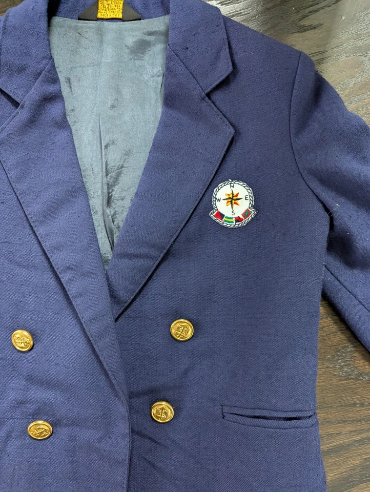 Boys Lightweight Linen Navy Blazer Jacket Nautical Size 5/6 - Image 2 of 4