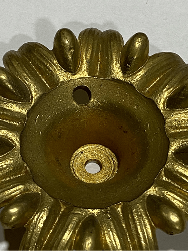 Vintage, cast brass, decorative, lamp/light/chandelier bobeche. SPAIN. 2-1/2" D - Picture 4 of 5