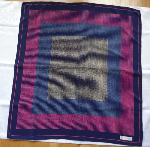Vintage Molyneux Paris Indigo Multicolor Gepunktet Mosaik Seide Fast Quadrat Schal - Bild 12 von 13
