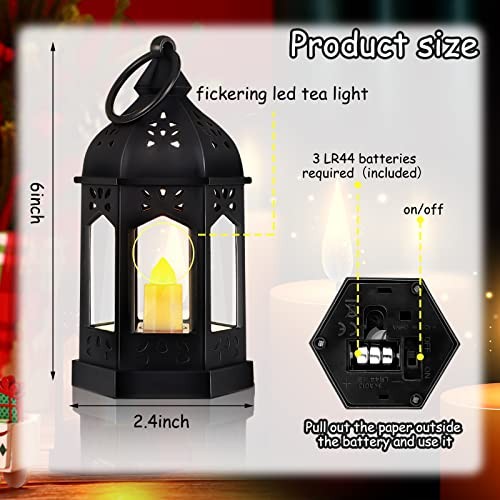 24 Pcs Vintage LED Lantern for Centerpiece Wedding Decorative Lantern Black - Picture 3 of 8