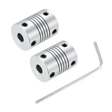 2Pcs 4mm to 6mm Shaft Coupling L25xD19 Flexible Coupler Beam Silver