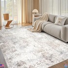 Washable 8x10 Area Rug, Modern Abstract Soft Faux Wool, Non-Slip Low Pile