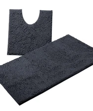 Luxury Chenille 2-Piece Bathroom Rug Set - Soft, Plush, Anti-Slip Bath & U-Shape