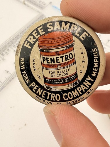 VINTAGE FREE SAMPLE PENETRO SALVE FOR COLDS ADVERTISING TINS MEMPHIS NEW YORK - Picture 4 of 6