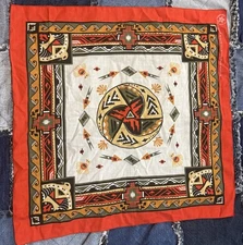 Vintage Wamcraft Bandana Handkerchief  Retro SouthWestern Native Art USA