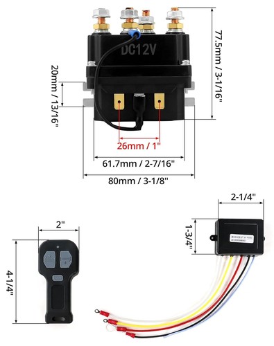QWORK Wireless Winch Remote Control Kit, 12V 250A Solenoid Relay...  - Bild 7 von 9