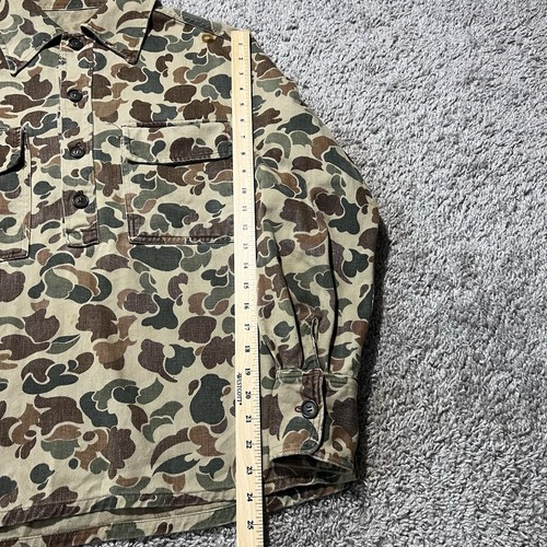 True Vintage Duck Camo 1/2 Button Pullover Medium Flannel Soft Anorak Frogskin - Picture 3 of 10