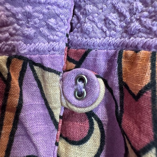 Anthropologie Let Me Be Peasant Top Purple Geometric Print Lace Boho Size Large - Picture 5 of 14