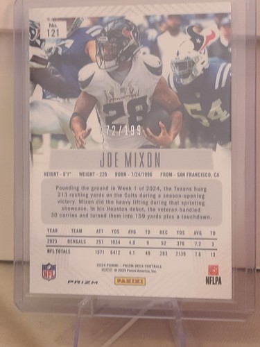 Panini Prizm DECA Joe Mixon Red Prizm 2024/199 #121 - Imagen 2 de 6