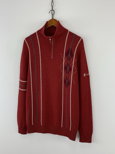 Pringle Of Scotland Men’s 1/4 Zip Lambswool Knit Argyle Sweater Pullover Size L - Picture 5 of 18