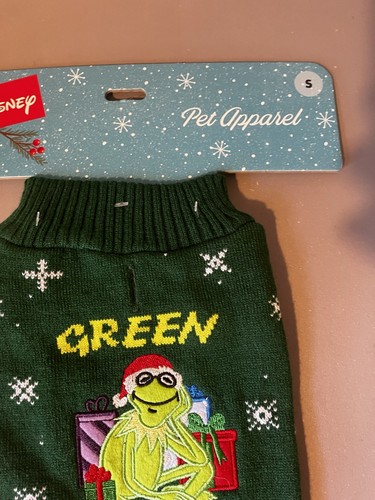Disney Kermit The Frog Green Christmas Dog Sweater Sz Small - Picture 3 of 7