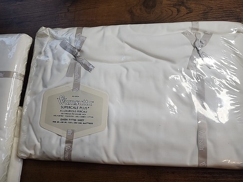 VTG Queen Wamsutta Supercale Plus White Lace Flat Sheet Fitted Sheet Pillowcases - Picture 7 of 8