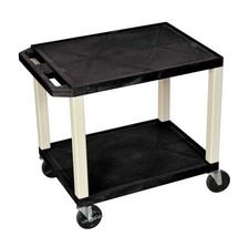 LUXOR WT26 Black AV Cart 2 Shelf Utility Wagon with Locking Wheels and Handle