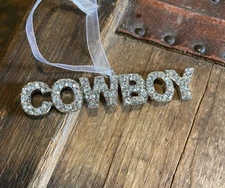 1-COWBOY  3” Long Clear Rhinestone Ornament Pendant Tie On Decor More Available
