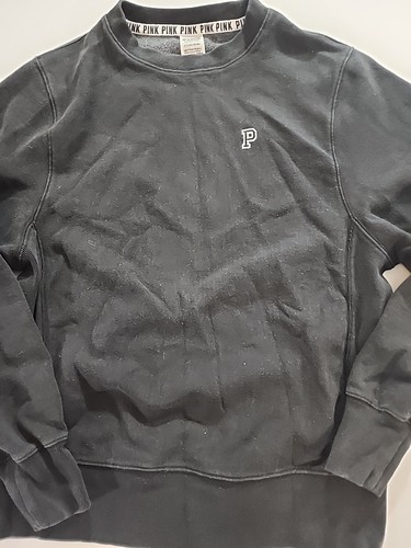 Pink Victoria's Secret Sweatshirt Women's XS Long Sleeve Embroidered Black White - Picture 2 of 7