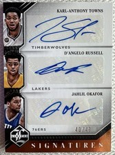 Karl Anthony Towns D’Angelo Russell Okafor 2015-16 Limited Triple Auto /49